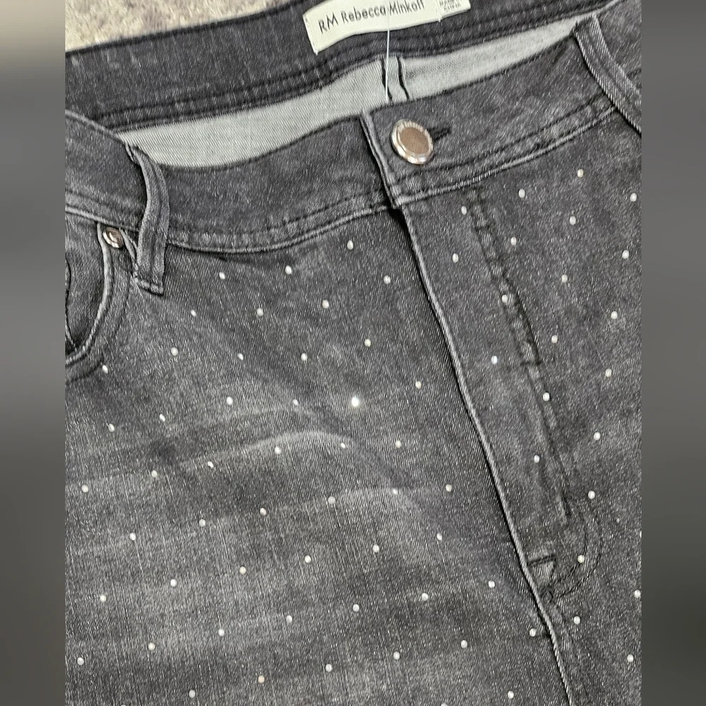 RM Rebecca Minkoff Crystal Studded Black Jeans, Size 18W - Picture 5 of 8